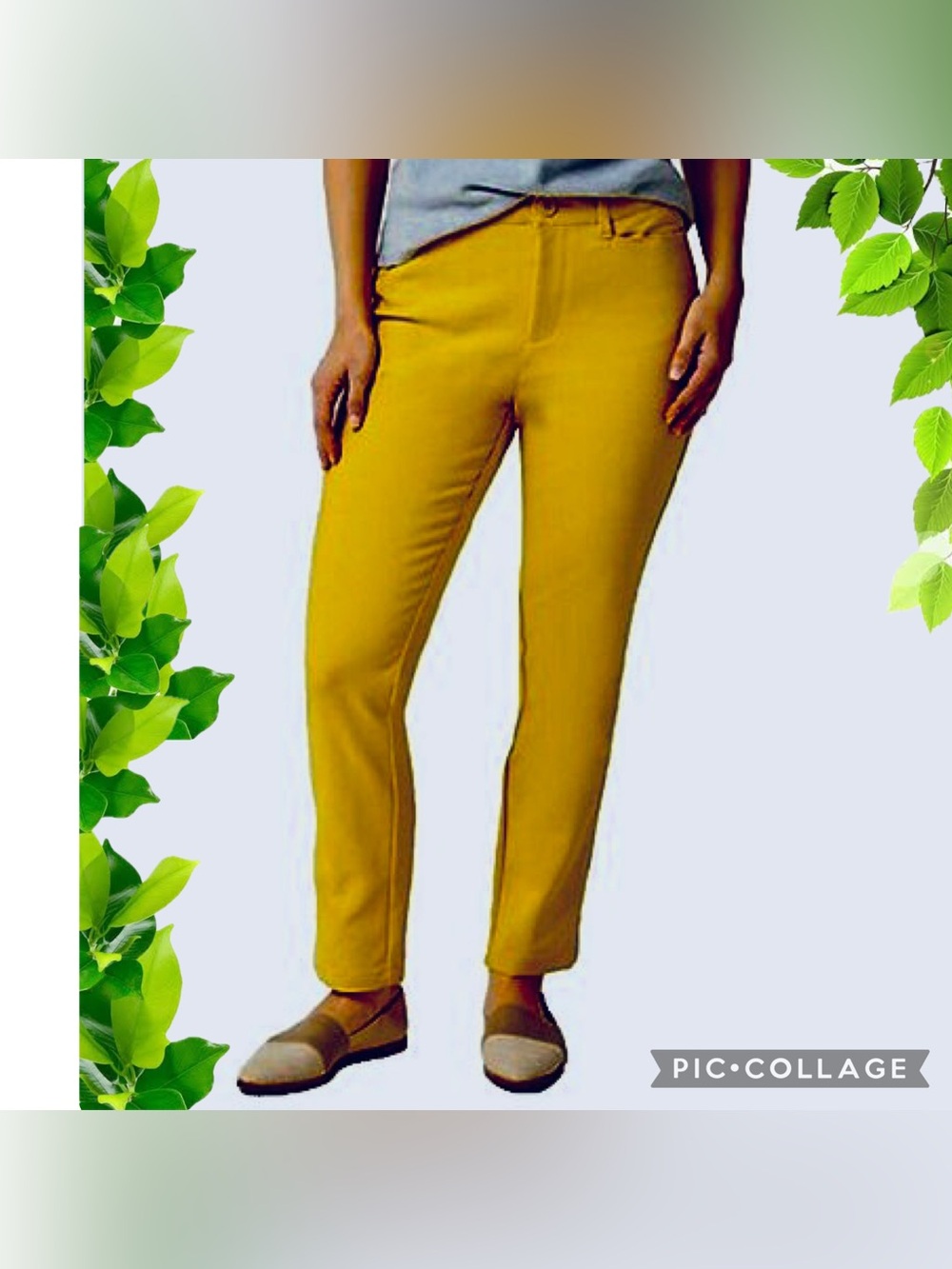 1822 Size 14 Mustard Yellow Denim Pants Women Stylish Modern Cut straight leg